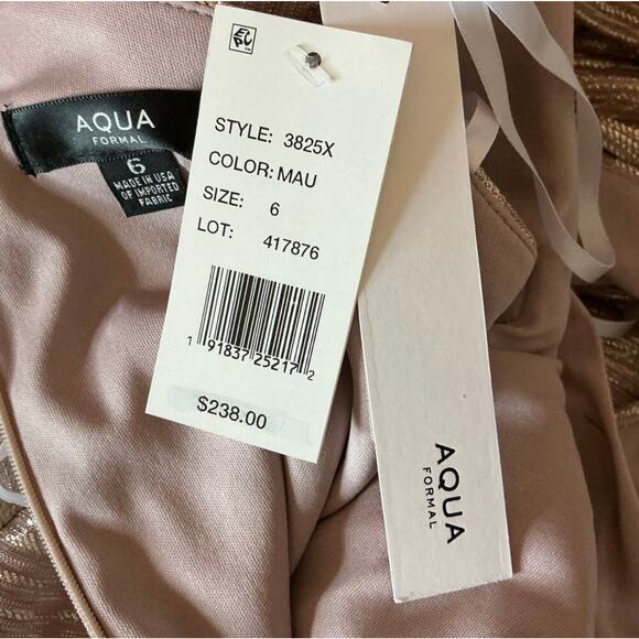 One Shoulder Mini Sheath Cocktail Dress Size 8 Pink and Sparkly Gold by AQUA - Picture 10 of 13